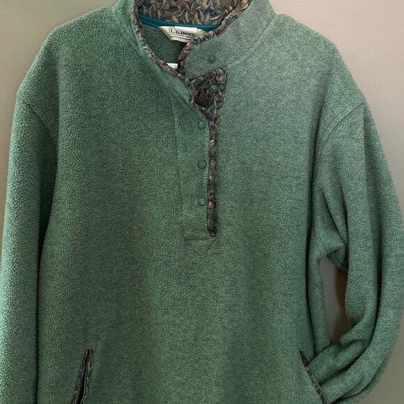 Vintage LL Bean Fleece Pullover Freeport Woman’s XL Green - Picture 1 of 7